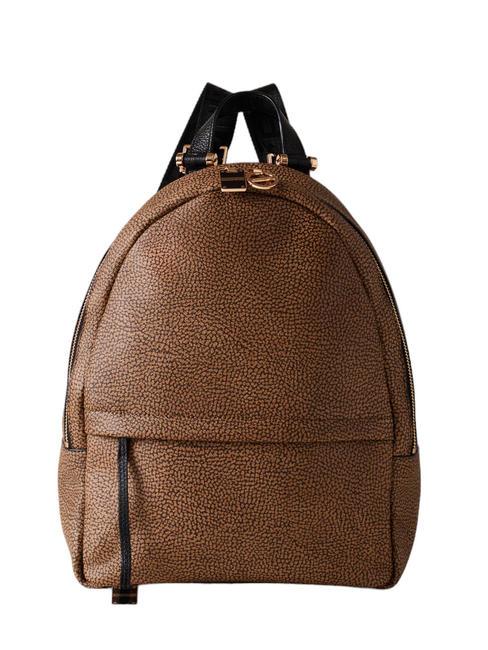 BORBONESE BOLT COATED Medium backpack natural op / black - Women’s Bags