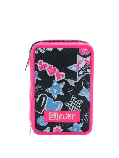 SJGANG EVER 3 zip pencil case with school kit Black - Cases and Accessories