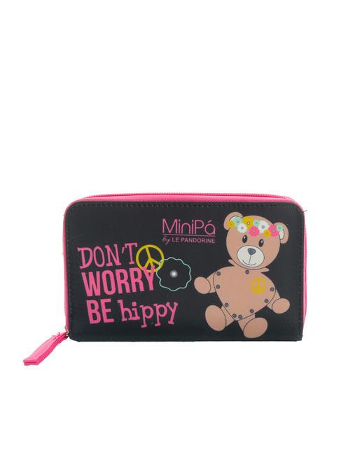 MINIPA' DON'T WORRY BE HIPPY Large zip around wallet Black - Kids bags and accessories