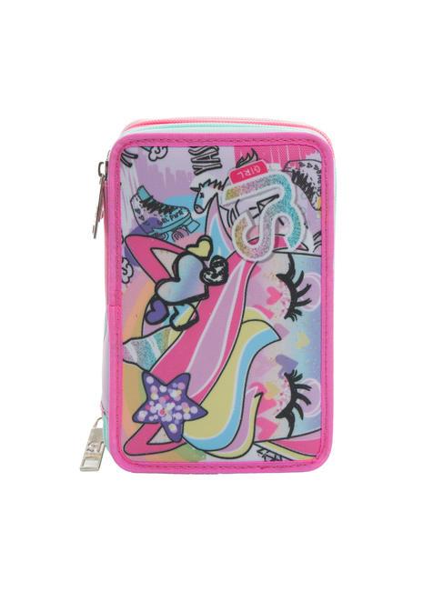 SJGANG CUCCIOLI 3 zip pencil case with school kit fuxiafluo - Cases and Accessories