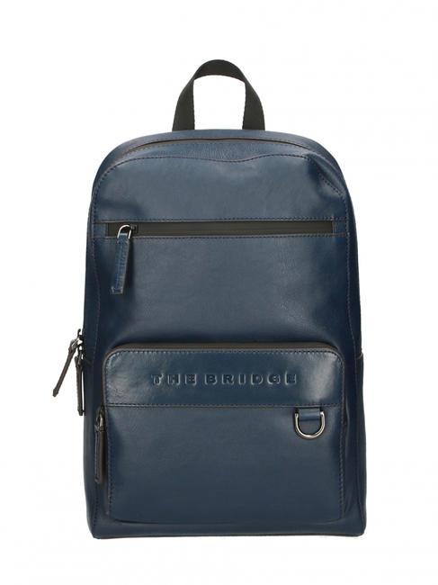 THE BRIDGE DAMIANO Leather backpack for 14" laptop deep ocean abb. matte dark ruthenium - Laptop backpacks