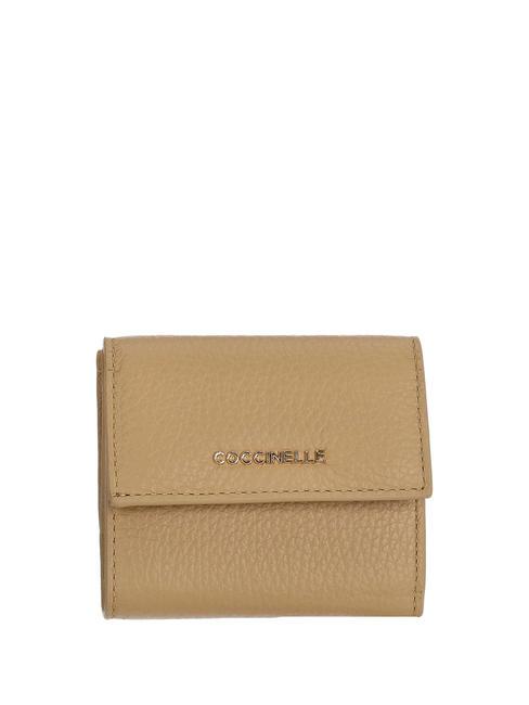 COCCINELLE METALLIC SOFT Pebbled leather wallet fresh beige - Women’s Wallets