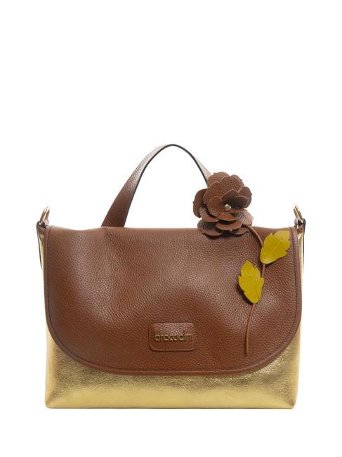 BRACCIALINI SARA Leather briefcase bag brown/gold - Women’s Bags