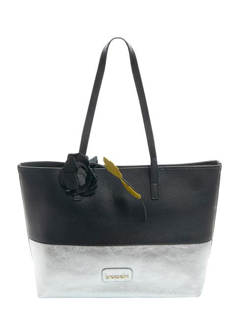 BRACCIALINI SARA Leather shopping bag black/silver - Women’s Bags