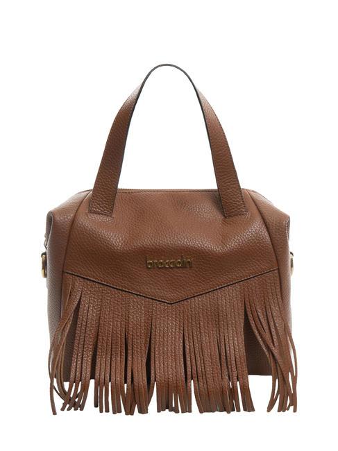 BRACCIALINI SANDRA Leather bowling bag with fringes brown - Women’s Bags