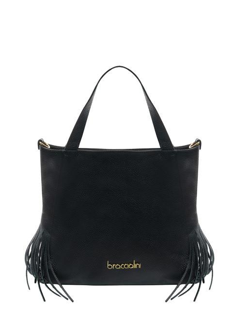 BRACCIALINI SANDRA Leather handbag with fringes black - Women’s Bags