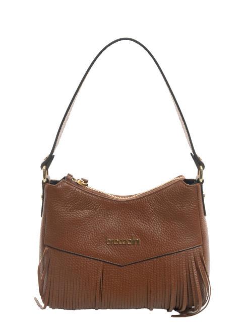 BRACCIALINI SANDRA Leather shoulder bag with fringes brown - Women’s Bags