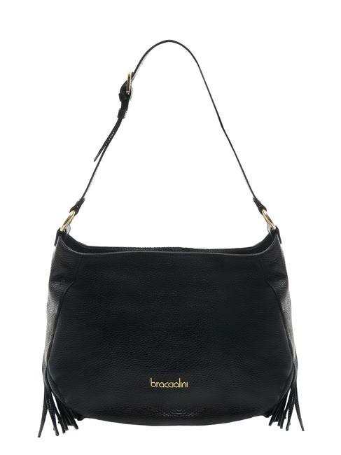 BRACCIALINI SANDRA Leather bag with fringes black - Women’s Bags