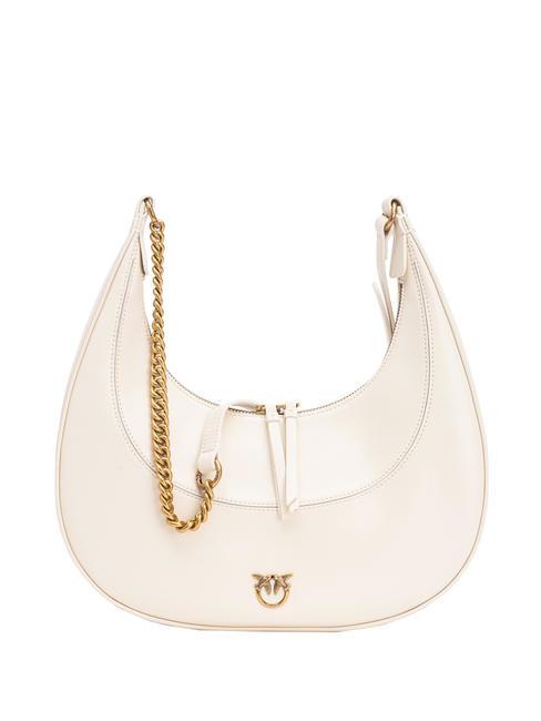PINKO BRIOCHE Soft leather hobo bag silk white-antique gold - Women’s Bags