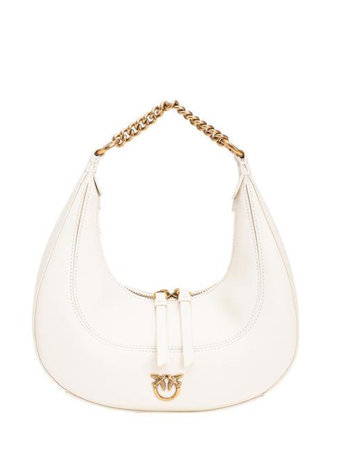 PINKO BRIOCHE HOBO MINI Leather handbag silk white-antique gold - Women’s Bags