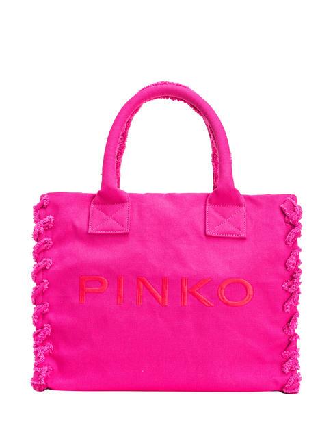 PINKO BEACH Shopping bag in recycled canvas ch-antique gold beetroot - Women’s Bags