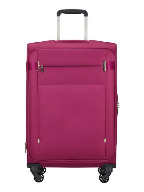 SAMSONITE trolley CITYBEAT, ultralight hand luggage, expandable violet pink - Semi-rigid Trolley Cases