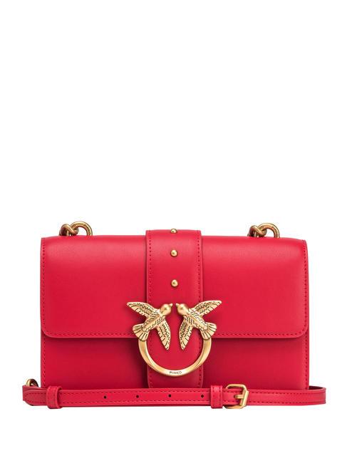 PINKO MINI LOVE BAG Shoulder bag in calf leather red-antique gold - Women’s Bags