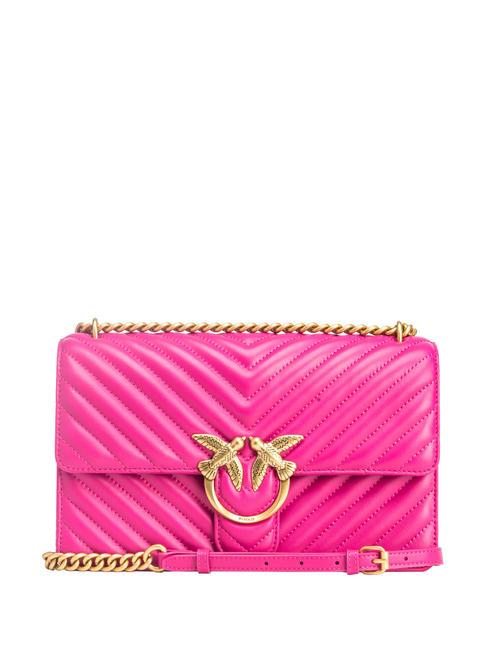 PINKO CLASSIC LOVE ONE Nappa leather bag pink pinko-antique gold - Women’s Bags