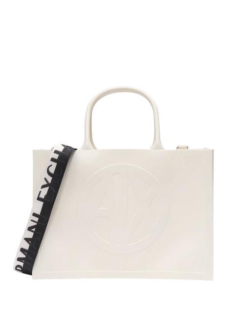 ARMANI EXCHANGE MILKY Rubber handbag with shoulder strap off white - Women’s Bags
