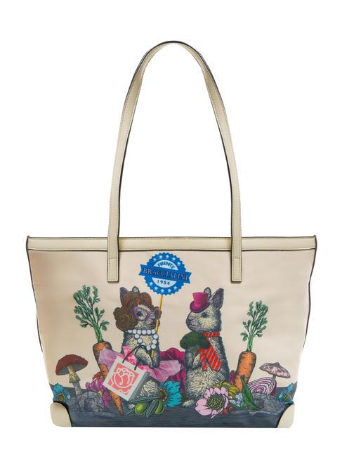 BRACCIALINI JENNIFER Shopping bag with print beige - Women’s Bags