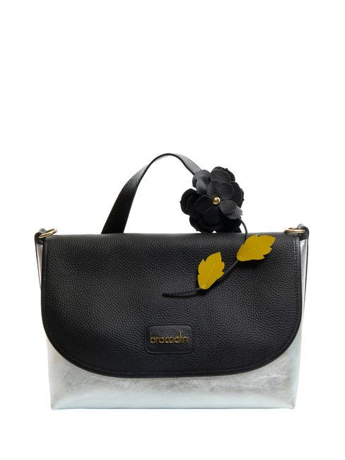 BRACCIALINI SARA Leather briefcase bag black/silver - Women’s Bags