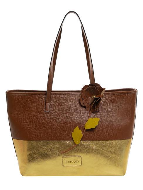 BRACCIALINI SARA Leather shopping bag brown/gold - Women’s Bags