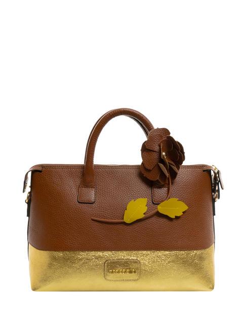 BRACCIALINI SARA Leather handbag with shoulder strap brown/gold - Women’s Bags