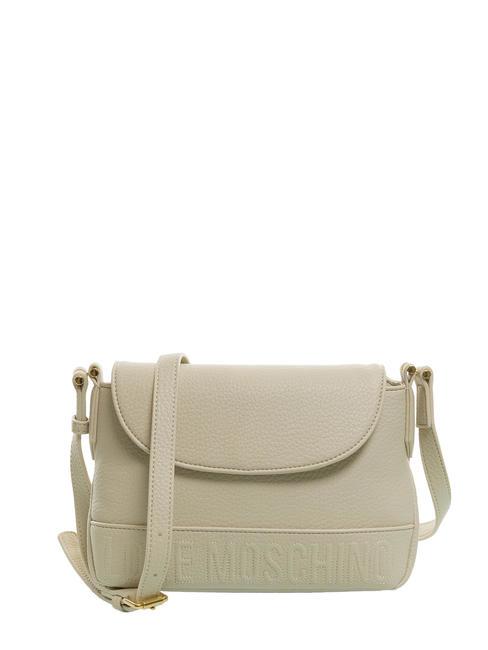 LOVE MOSCHINO EMBROIDERED LOGO Bag with shoulder flap ivory - Women’s Bags