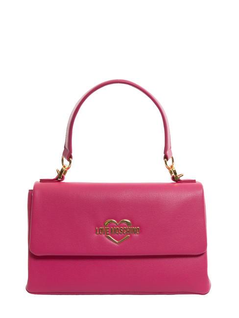 LOVE MOSCHINO METALLIC LOGO Hand bag with shoulder strap fuchsia - Women’s Bags