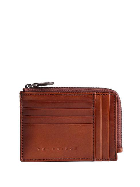 THE BRIDGE DAMIANO  Leather card holder Brown / Ruthenium - Men’s Wallets