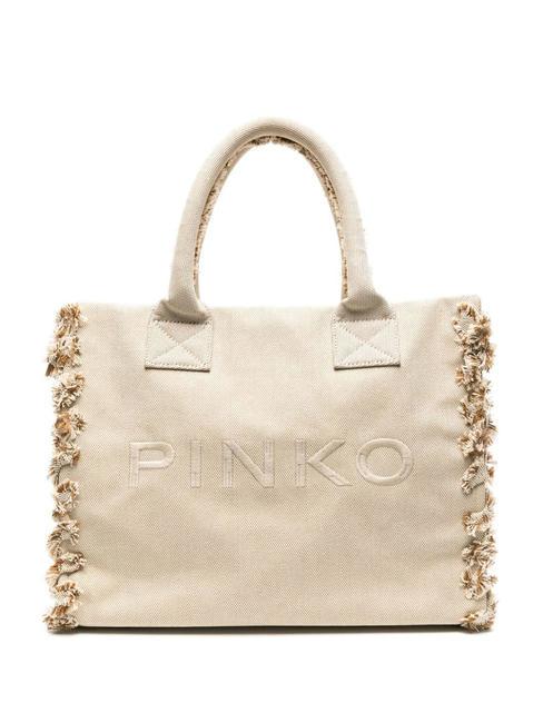 PINKO BEACH Recycled canvas bag sand/ecru-antique gold - Women’s Bags