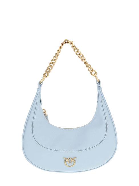 PINKO BRIOCHE HOBO MINI Leather handbag cool blue-antique gold - Women’s Bags