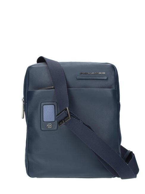 PIQUADRO AKRON Flat leather bag blue - Over-the-shoulder Bags for Men