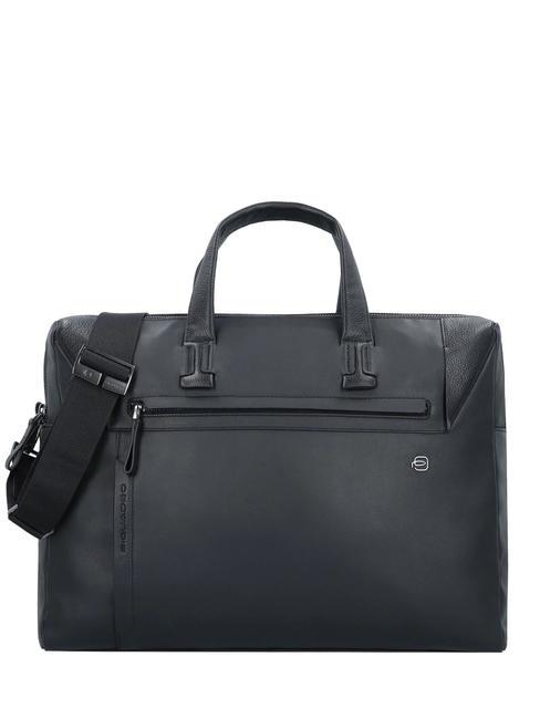 PIQUADRO PAN  15.6" leather laptop briefcase Black - Work Briefcases