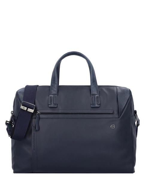 PIQUADRO PAN  15.6" leather laptop briefcase blue - Work Briefcases