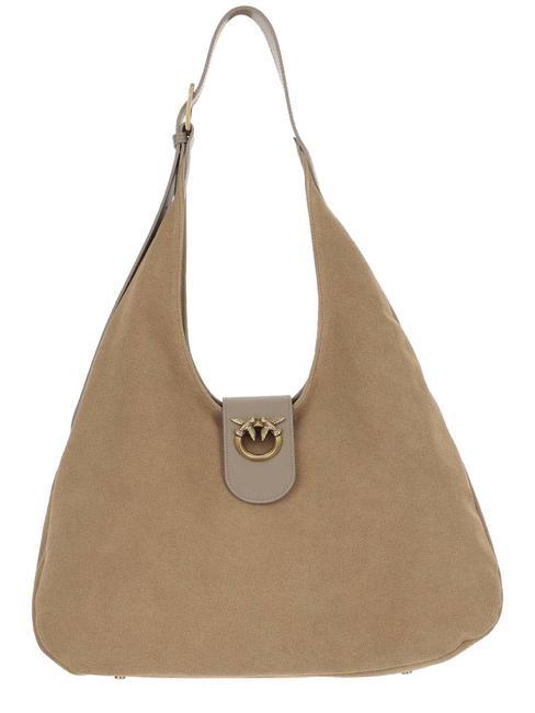 PINKO HOBO BIG Shoulder bag, in leather dune-antique gold - Women’s Bags