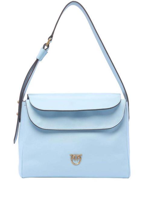 PINKO LEAF Shoulder bag, in leather cool blue-antique gold - Women’s Bags