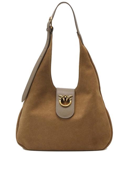 PINKO HOBO SUEDE Shoulder bag, in leather dune-antique gold - Women’s Bags