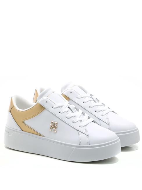 TOMMY HILFIGER PLATFORM COURT Leather sneakers white/gold - Women’s shoes