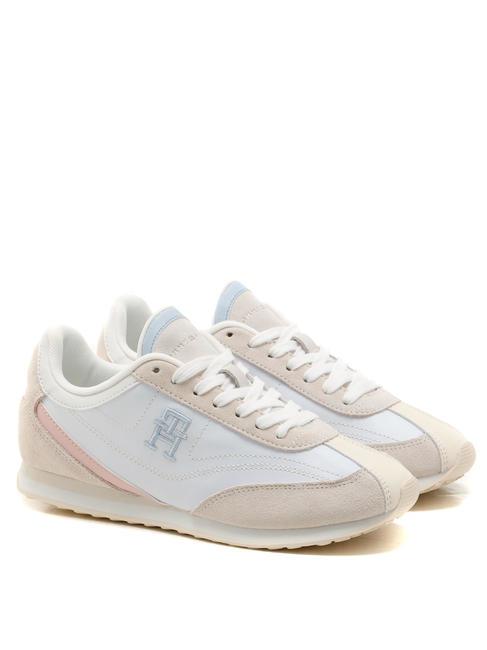 TOMMY HILFIGER HERITAGE RUNNER Suede leather sneakers white/whimsy pink - Women’s shoes