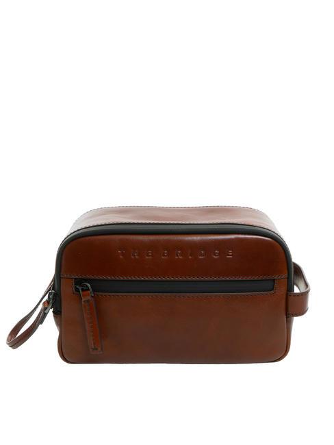 THE BRIDGE DAMIANO Leather beauty Brown / Ruthenium - Beauty Case