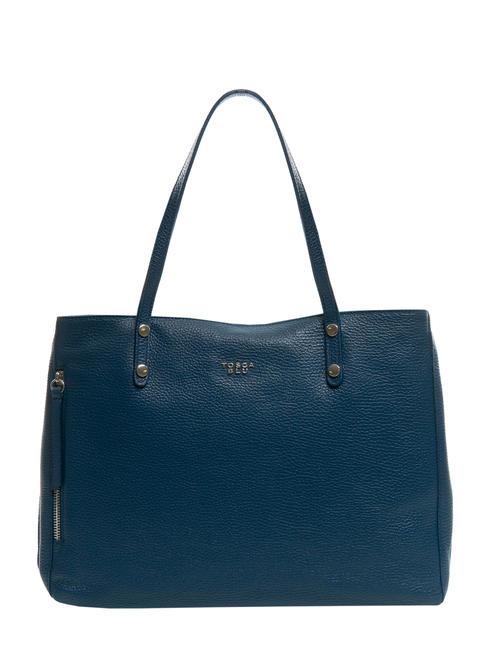 TOSCA BLU CICLAMINO Hammered leather shopping bag blue - Women’s Bags