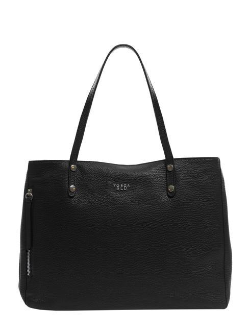 TOSCA BLU CICLAMINO Hammered leather shopping bag Black - Women’s Bags