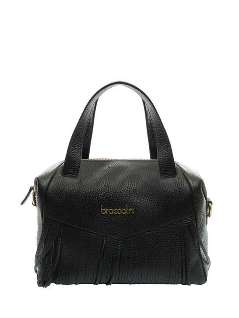 BRACCIALINI SANDRA Leather bowling bag with fringes black - Women’s Bags