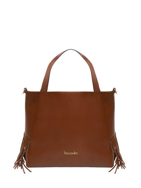 BRACCIALINI SANDRA Leather handbag with fringes brown - Women’s Bags