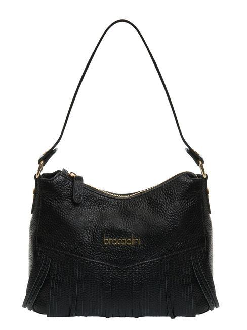 BRACCIALINI SANDRA Leather shoulder bag with fringes black - Women’s Bags