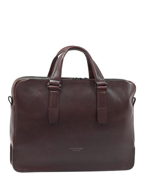 PIQUADRO PIONEER Leather briefcase, 14 "pc holder MORO - Work Briefcases