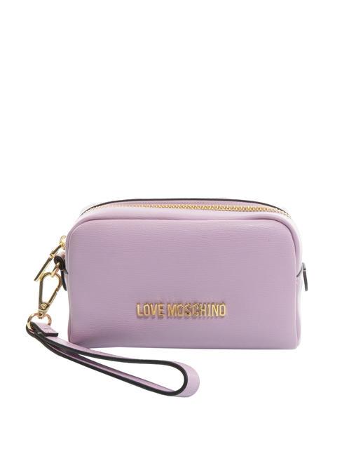LOVE MOSCHINO METALLIC LOGO Cosmetic bag with cuff lilac - Sachets & Travels Cases
