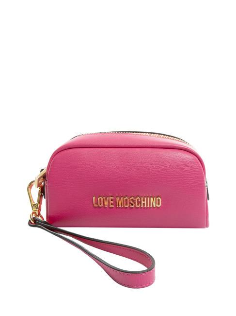 LOVE MOSCHINO METALLIC LOGO Cosmetic bag with cuff fuchsia - Sachets & Travels Cases