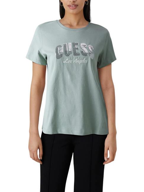 GUESS SEQUINS Cotton T-shirt malibu sage - T-shirt