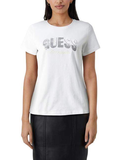 GUESS SEQUINS Cotton T-shirt purwhite - T-shirt