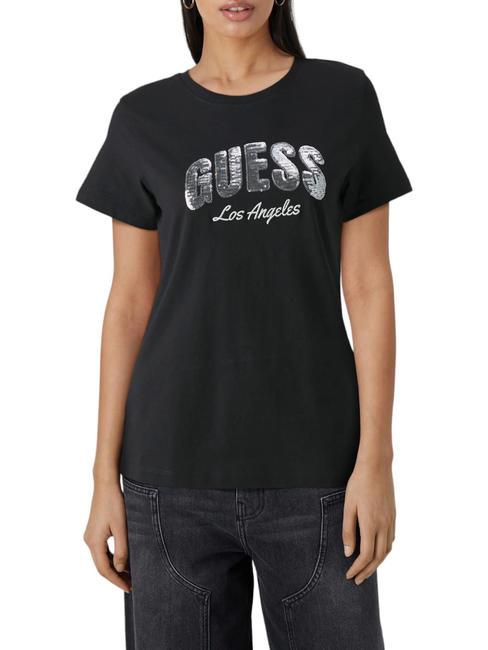 GUESS SEQUINS Cotton T-shirt jetbla - T-shirt