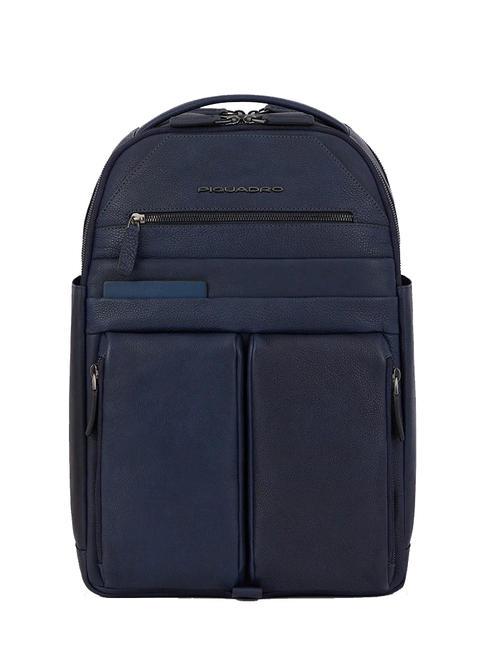 PIQUADRO PAAVO 15.6" laptop backpack, in leather blue - Laptop backpacks