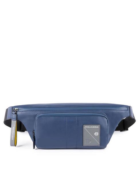 PIQUADRO EXPLORER Leather belt bag blue - Hip pouches